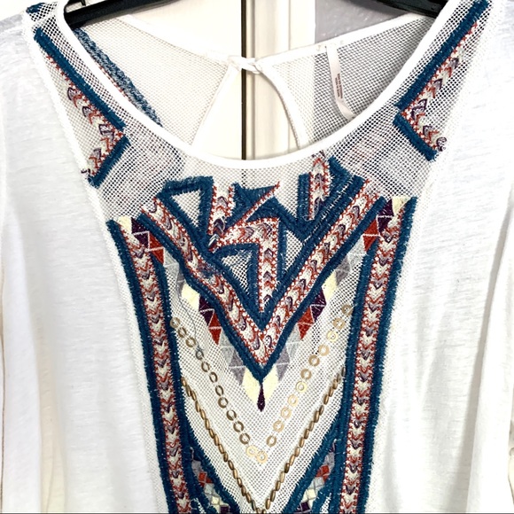Free People cut out shoulders bohemian print top S - Picture 3 of 5